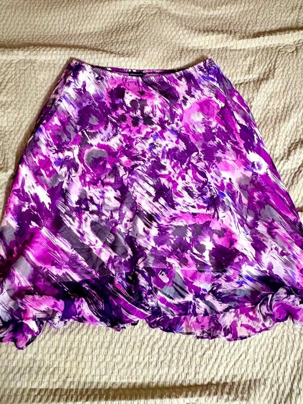 Courtena Purple & White Pattern Skirt Petite 12P Mid-Length Flowy Style